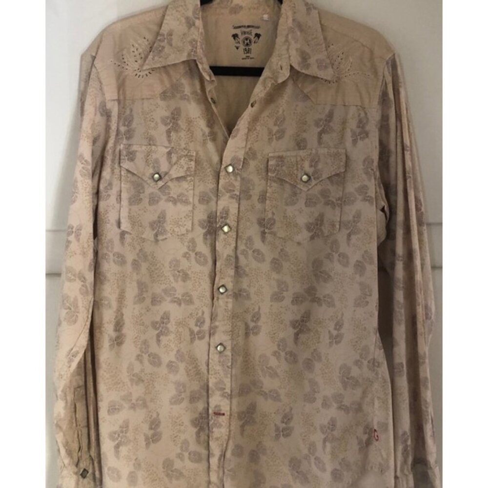 Guess floral patterned diamond pearl-snap with embroidery (medium; 100% cotton)
